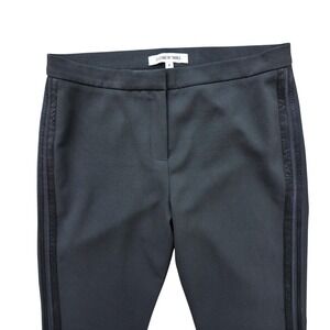 Elizabeth & James Tuxedo Stripe Pants SZ 6 Black Quiet Luxury Silk Trim Stretch